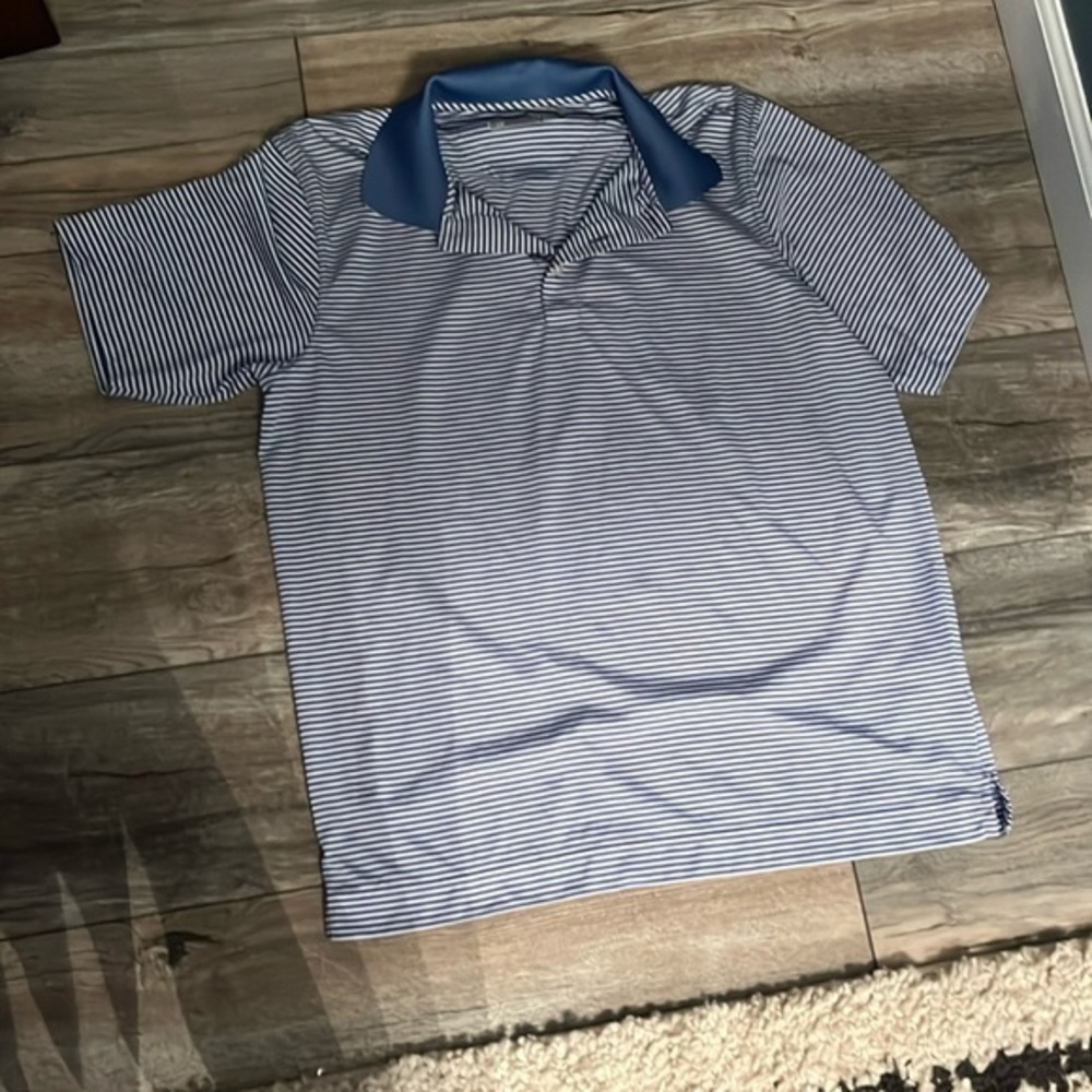Cutter and buck men drytec striped blue polo size M - Picture 1 of 2